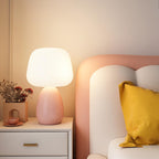 Modern Minimalist Round Cylinder Mushroom Round Ball PE Ceramic LED Table Lamp For Bedroom Lumendat