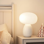 Modern Minimalist Round Cylinder Mushroom Round Ball PE Ceramic LED Table Lamp For Bedroom Lumendat