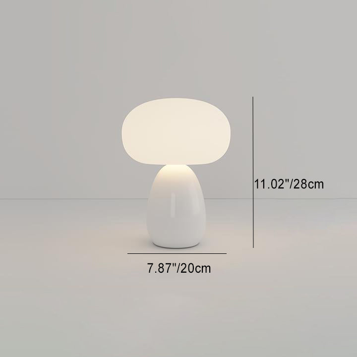 Modern Minimalist Round Cylinder Mushroom Round Ball PE Ceramic LED Table Lamp For Bedroom Lumendat
