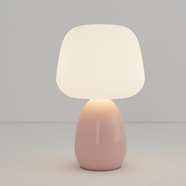 Modern Minimalist Round Cylinder Mushroom Round Ball PE Ceramic LED Table Lamp For Bedroom Lumendat
