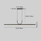 Modern Minimalist Line Long Square Acrylic Aluminum LED Chandelier Island Light for Dining Room BulbSquare
