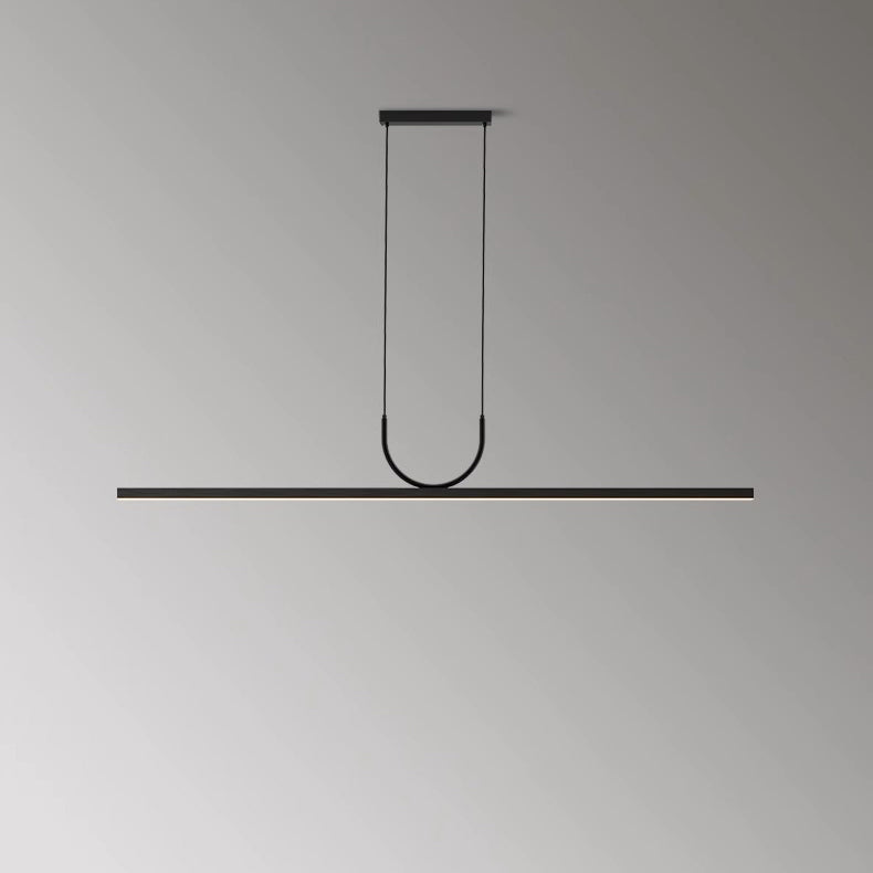 Modern Minimalist Line Long Square Acrylic Aluminum LED Chandelier Island Light for Dining Room