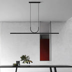 Modern Minimalist Line Long Square Acrylic Aluminum LED Chandelier Island Light for Dining Room BulbSquare