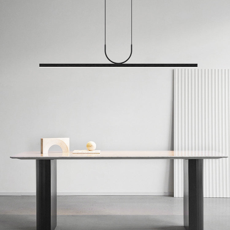 Modern Minimalist Line Long Square Acrylic Aluminum LED Chandelier Island Light for Dining Room BulbSquare
