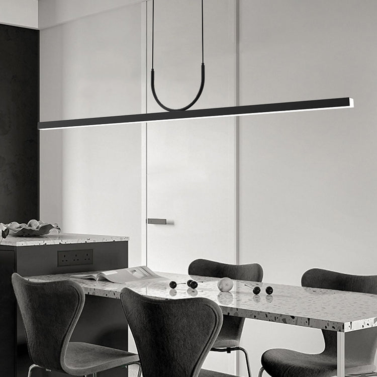Modern Minimalist Line Long Square Acrylic Aluminum LED Chandelier Island Light for Dining Room BulbSquare