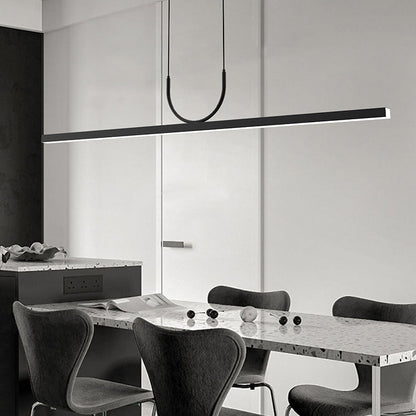Modern Minimalist Line Long Square Acrylic Aluminum LED Chandelier Island Light for Dining Room