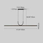 Modern Minimalist Line Long Square Acrylic Aluminum LED Chandelier Island Light for Dining Room BulbSquare