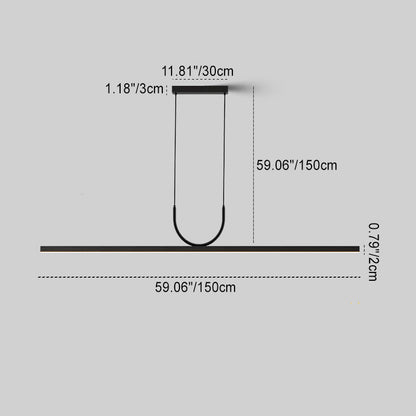 Modern Minimalist Line Long Square Acrylic Aluminum LED Chandelier Island Light for Dining Room