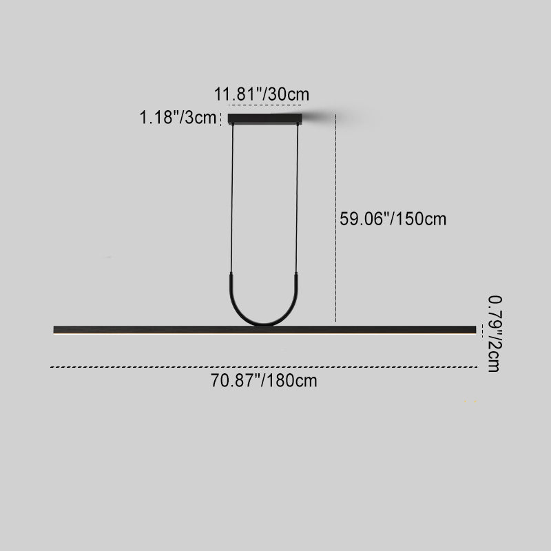 Modern Minimalist Line Long Square Acrylic Aluminum LED Chandelier Island Light for Dining Room
