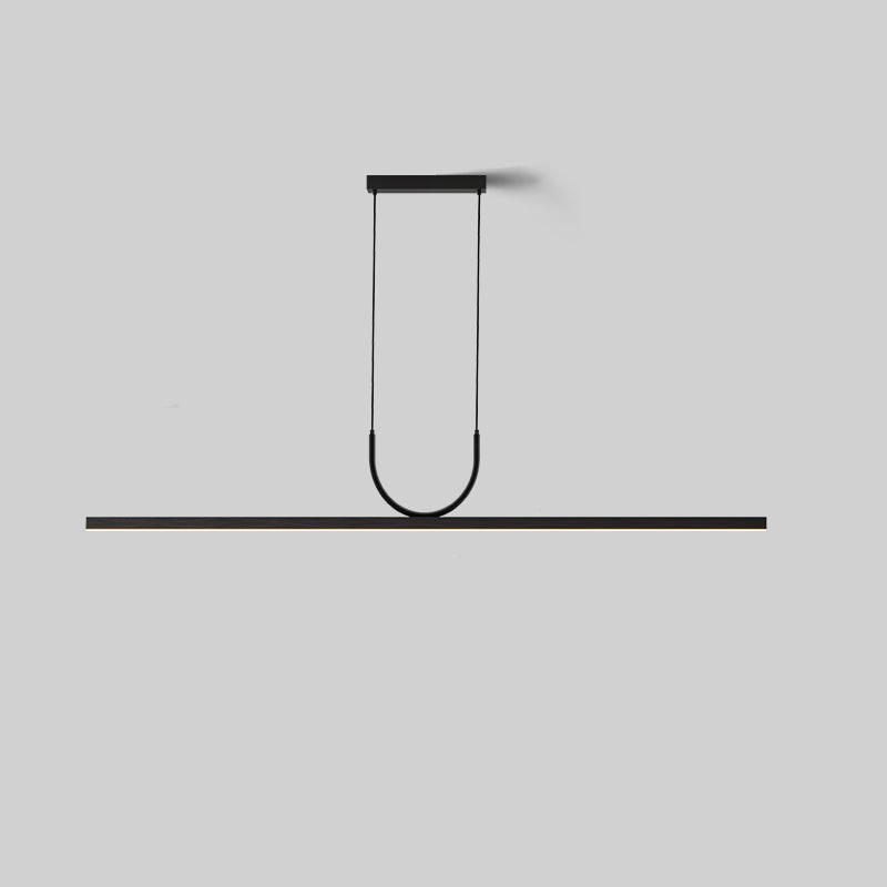 Modern Minimalist Line Long Square Acrylic Aluminum LED Chandelier Island Light for Dining Room