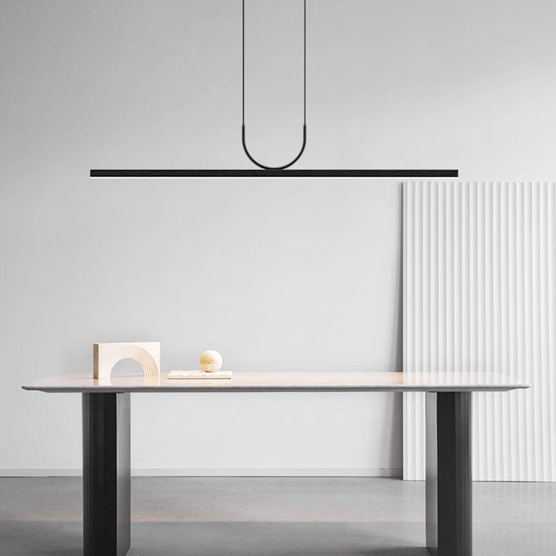 Modern Minimalist Line Long Square Acrylic Aluminum LED Chandelier Island Light for Dining Room BulbSquare