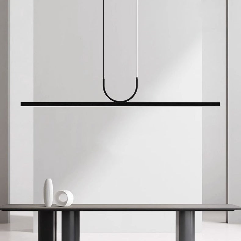 Modern Minimalist Line Long Square Acrylic Aluminum LED Chandelier Island Light for Dining Room BulbSquare