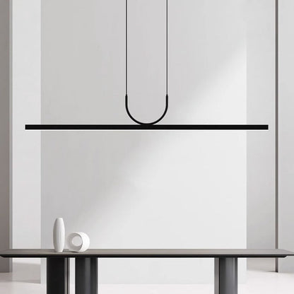 Modern Minimalist Line Long Square Acrylic Aluminum LED Chandelier Island Light for Dining Room