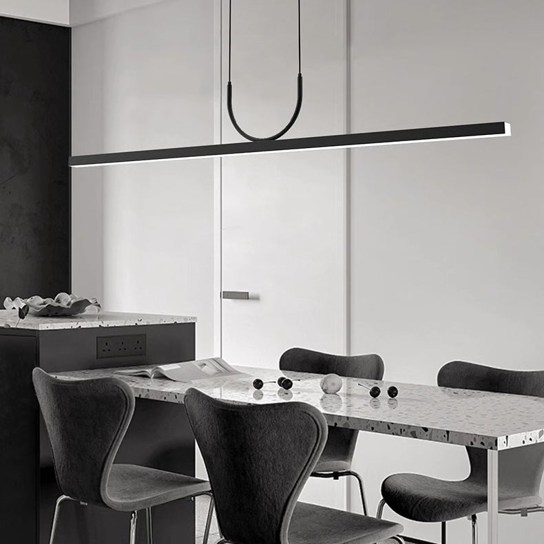 Modern Minimalist Line Long Square Acrylic Aluminum LED Chandelier Island Light for Dining Room BulbSquare