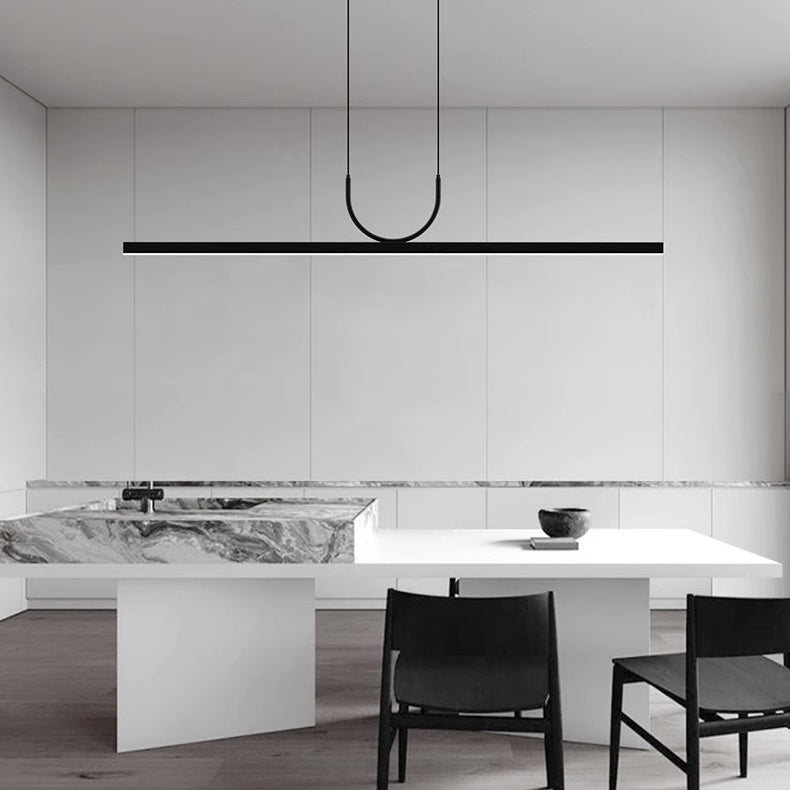 Modern Minimalist Line Long Square Acrylic Aluminum LED Chandelier Island Light for Dining Room BulbSquare