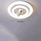 Modern Art Deco Round Spaceman Bunny Airplane Acrylic Resin Iron LED Flush Mount Ceiling Light For Bedroom