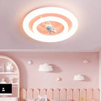 Modern Art Deco Round Spaceman Bunny Airplane Acrylic Resin Iron LED Flush Mount Ceiling Light For Bedroom