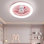 Modern Art Deco Round Cloud Rabbit Unicorn Acrylic Resin Iron LED Flush Mount Ceiling Light for Bedroom