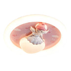 Modern Art Deco Round Cloud Rabbit Unicorn Acrylic Resin Iron LED Flush Mount Ceiling Light for Bedroom