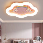 Modern Art Deco Round Cloud Rabbit Unicorn Acrylic Resin Iron LED Flush Mount Ceiling Light for Bedroom