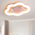 Modern Art Deco Round Cloud Rabbit Unicorn Acrylic Resin Iron LED Flush Mount Ceiling Light for Bedroom
