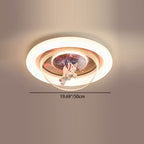 Modern Art Deco Kids Unicorn Stars Round Acrylic Resin Iron LED Flush Mount Ceiling Light For Bedroom