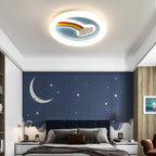 Modern Art Deco Kids Rainbow Clouds Round Acrylic Plastic Iron LED Flush Mount Ceiling Light For Bedroom