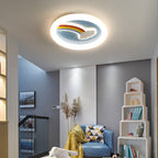 Modern Art Deco Kids Rainbow Clouds Round Acrylic Plastic Iron LED Flush Mount Ceiling Light For Bedroom
