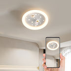 Modern Art Deco Kids Astronaut Stars Round Acrylic Iron LED Flush Mount Ceiling Light For Bedroom