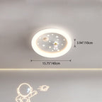 Modern Art Deco Kids Astronaut Stars Round Acrylic Iron LED Flush Mount Ceiling Light For Bedroom