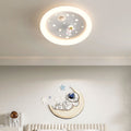 Modern Art Deco Kids Astronaut Stars Round Acrylic Iron LED Flush Mount Ceiling Light For Bedroom