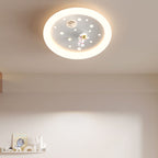 Modern Art Deco Kids Astronaut Stars Round Acrylic Iron LED Flush Mount Ceiling Light For Bedroom