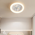 Modern Art Deco Kids Astronaut Stars Round Acrylic Iron LED Flush Mount Ceiling Light For Bedroom