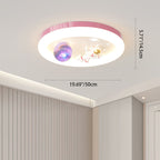 Modern Art Deco Kids Star Astronaut Round Acrylic Resin Iron LED Flush Mount Ceiling Light For Bedroom