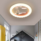 Modern Art Deco Kids Round Sailboat Seagull Acrylic Iron LED Mount Ceiling Light For Bedroom