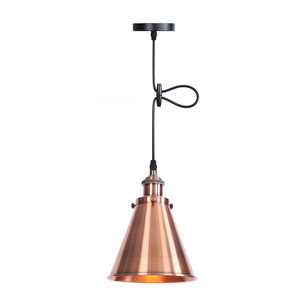 Traditional Vintage Conical Round Iron 1-Light Pendant Light For Living Room