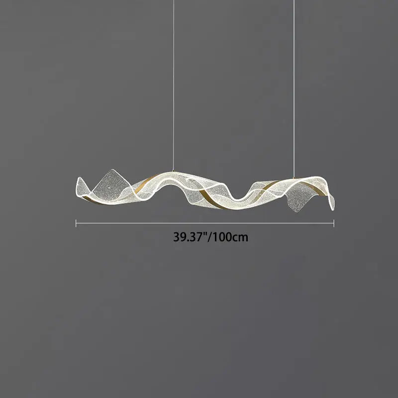 Modern Minimalist Wave Bend Acrylic Aluminum LED Chandelier Island Light for Living Room Lumendat