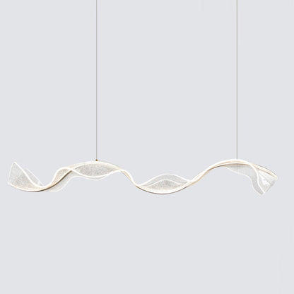 Modern Minimalist Wave Bend Acrylic Aluminum LED Chandelier Island Light for Living Room