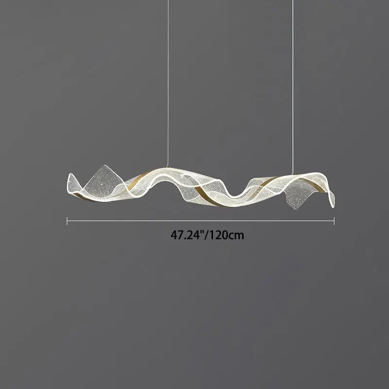 Modern Minimalist Wave Bend Acrylic Aluminum LED Chandelier Island Light for Living Room Lumendat