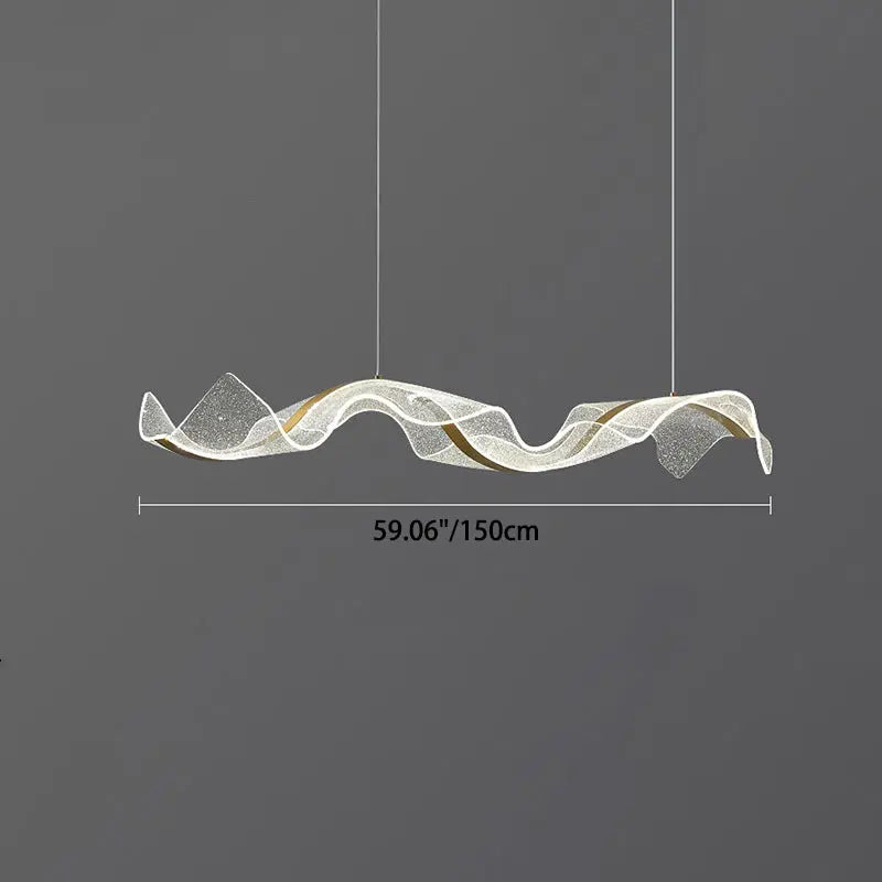 Modern Minimalist Wave Bend Acrylic Aluminum LED Chandelier Island Light for Living Room Lumendat