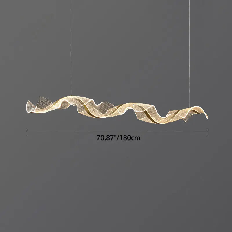 Modern Minimalist Wave Bend Acrylic Aluminum LED Chandelier Island Light for Living Room Lumendat