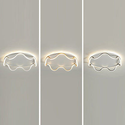 Modern Art Deco Kids Wave Round Iron LED Flush Mount Ceiling Light For Living Room