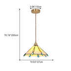 Contemporary Creative Conical Round Umbrella Glass Brass 1-Light Pendant Light For Living Room