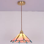 Contemporary Creative Conical Round Umbrella Glass Brass 1-Light Pendant Light For Living Room