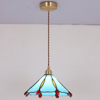 Contemporary Creative Conical Round Umbrella Glass Brass 1-Light Pendant Light For Living Room