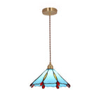Contemporary Creative Conical Round Umbrella Glass Brass 1-Light Pendant Light For Living Room