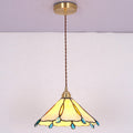 Contemporary Creative Conical Round Umbrella Glass Brass 1-Light Pendant Light For Living Room