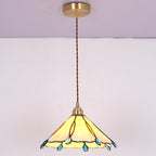 Contemporary Creative Conical Round Umbrella Glass Brass 1-Light Pendant Light For Living Room