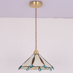 Contemporary Creative Conical Round Umbrella Glass Brass 1-Light Pendant Light For Living Room