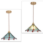 Contemporary Creative Conical Round Umbrella Glass Brass 1-Light Pendant Light For Living Room